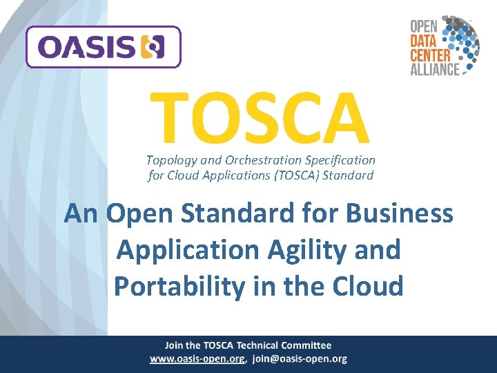 TOSCA Topology and Orchestration Specification for Cloud Applications (TOSCA) Standard An Open Standard for