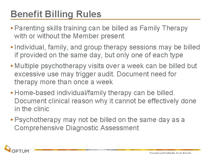 Benefit Billing Rules • Parenting skills training can be billed as Family Therapy with Benefit Billing Rules • Parenting skills training can be billed as Family Therapy with