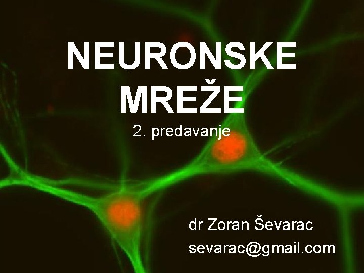 NEURONSKE MREŽE 2. predavanje dr Zoran Ševarac sevarac@gmail. com 