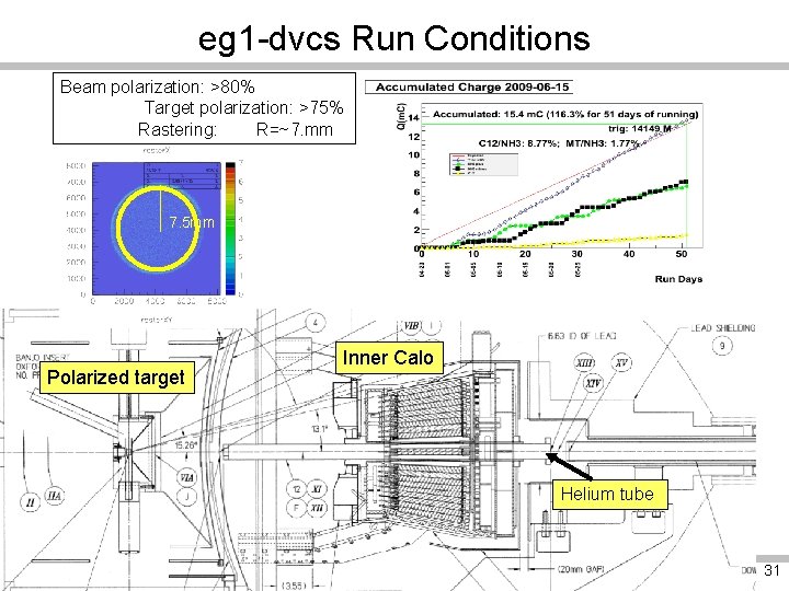 eg 1 -dvcs Run Conditions Beam polarization: >80% Target polarization: >75% Rastering: R=~7. mm