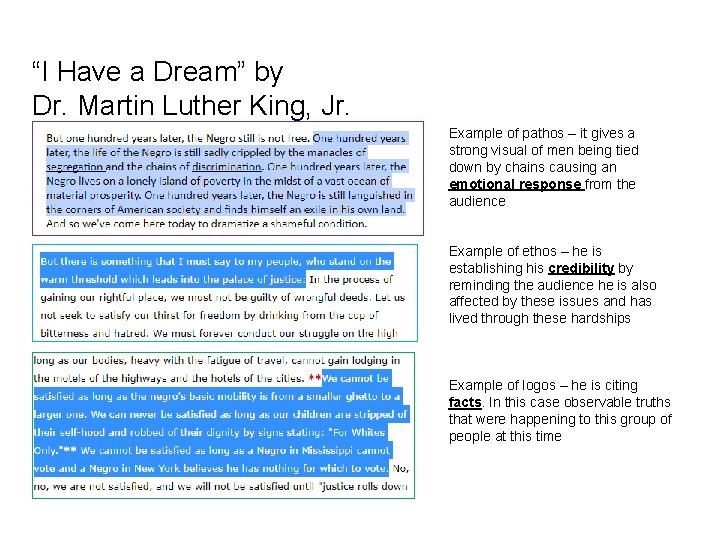 “I Have a Dream” by Dr. Martin Luther King, Jr. Example of pathos –