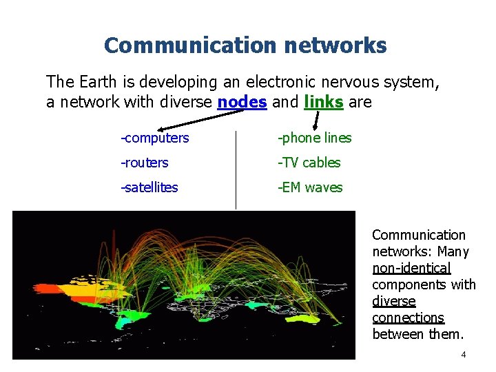 Communication networks The Earth is developing an electronic nervous system, a network with diverse