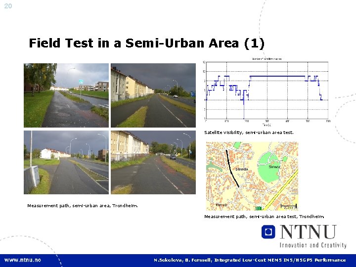 20 Field Test in a Semi-Urban Area (1) Satellite visibility, semi-urban area test. Measurement