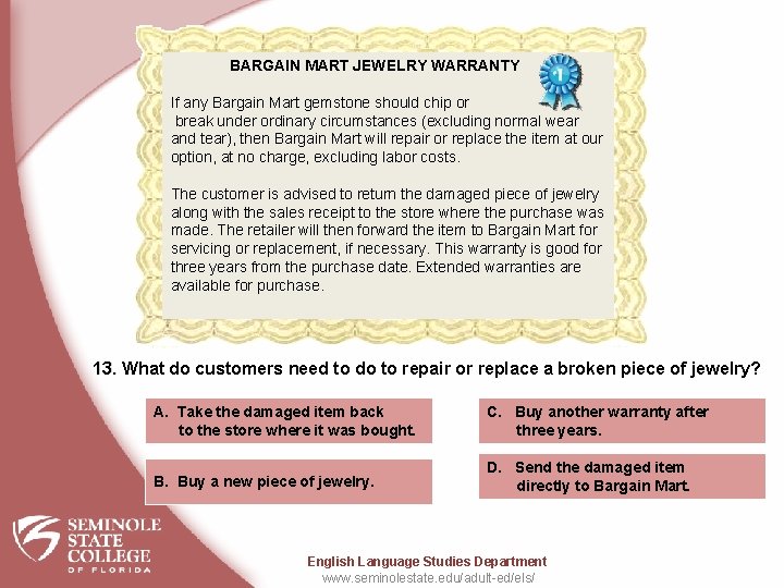 BARGAIN MART JEWELRY WARRANTY If any Bargain Mart gemstone should chip or break under BARGAIN MART JEWELRY WARRANTY If any Bargain Mart gemstone should chip or break under