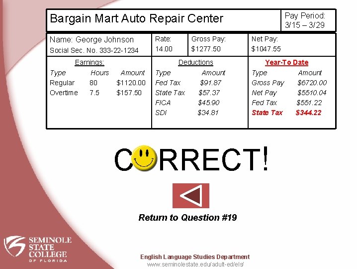 Pay Period: 3/15 – 3/29 Bargain Mart Auto Repair Center Rate: 14. 00 Name: Pay Period: 3/15 – 3/29 Bargain Mart Auto Repair Center Rate: 14. 00 Name: