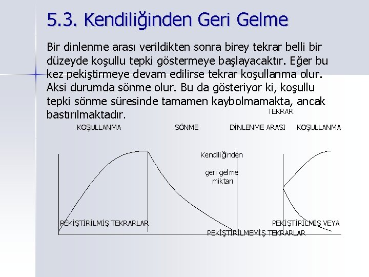 5. 3. Kendiliğinden Geri Gelme Bir dinlenme arası verildikten sonra birey tekrar belli bir 5. 3. Kendiliğinden Geri Gelme Bir dinlenme arası verildikten sonra birey tekrar belli bir