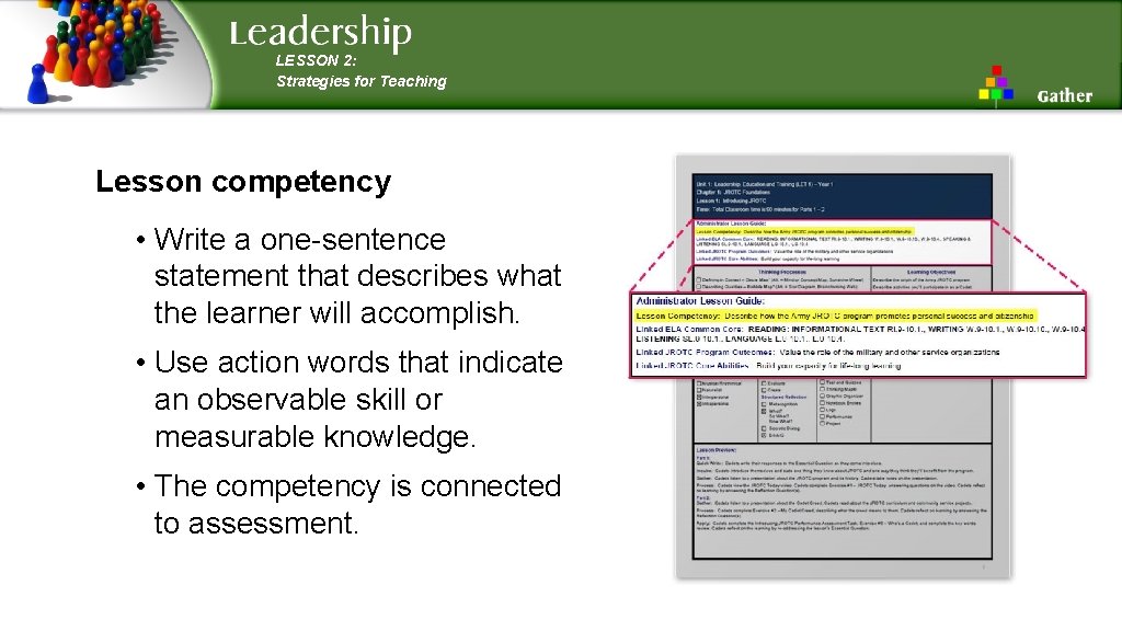 LESSON 2: Strategies for Teaching Lesson competency • Write a one-sentence statement that describes LESSON 2: Strategies for Teaching Lesson competency • Write a one-sentence statement that describes