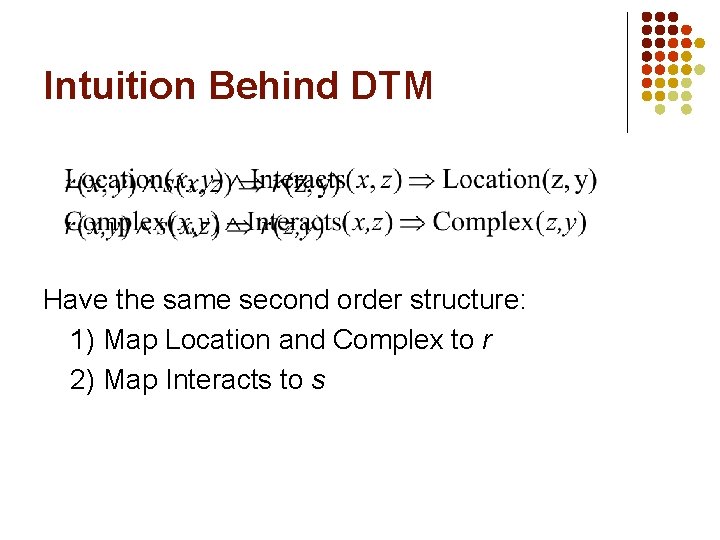 Intuition Behind DTM Have the same second order structure: 1) Map Location and Complex Intuition Behind DTM Have the same second order structure: 1) Map Location and Complex