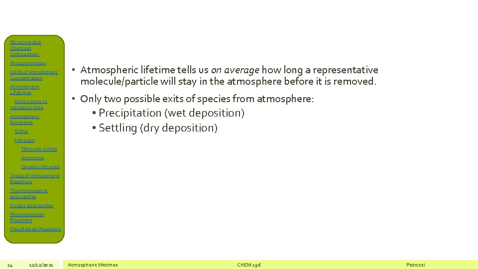 Structure and Chemical Composition Photochemistry Units of Atmospheric Concentration Atmospheric Lifetimes Mixing time vs