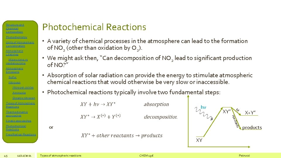 Structure and Chemical Composition Photochemistry Units of Atmospheric Concentration Atmospheric Lifetimes Mixing time vs