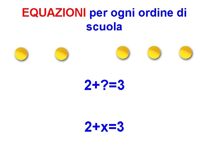 EQUAZIONI per ogni ordine di scuola 2+? =3 2+x=3 