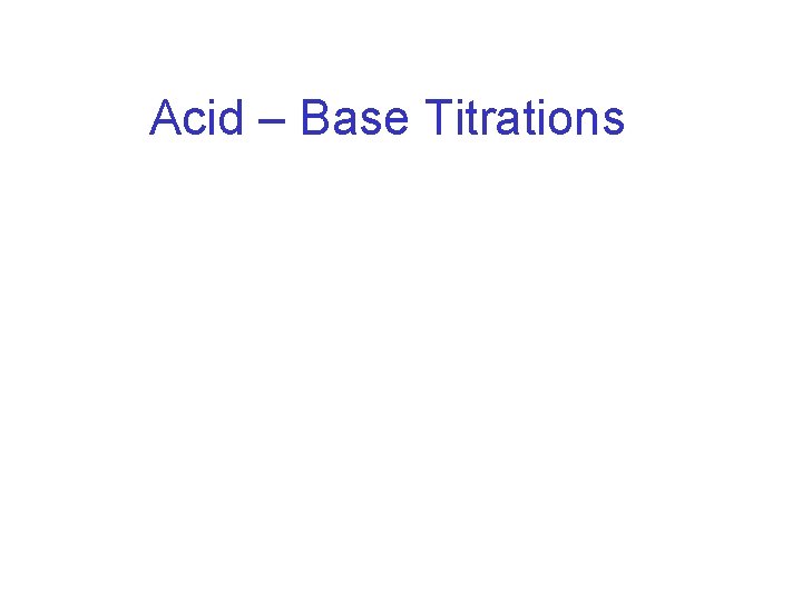 Acid – Base Titrations 