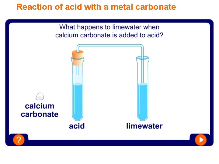 Reaction of acid with a metal carbonate 