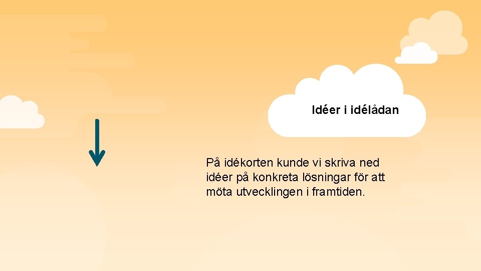 Idéer i idélådan På idékorten kunde vi skriva ned idéer på konkreta lösningar för