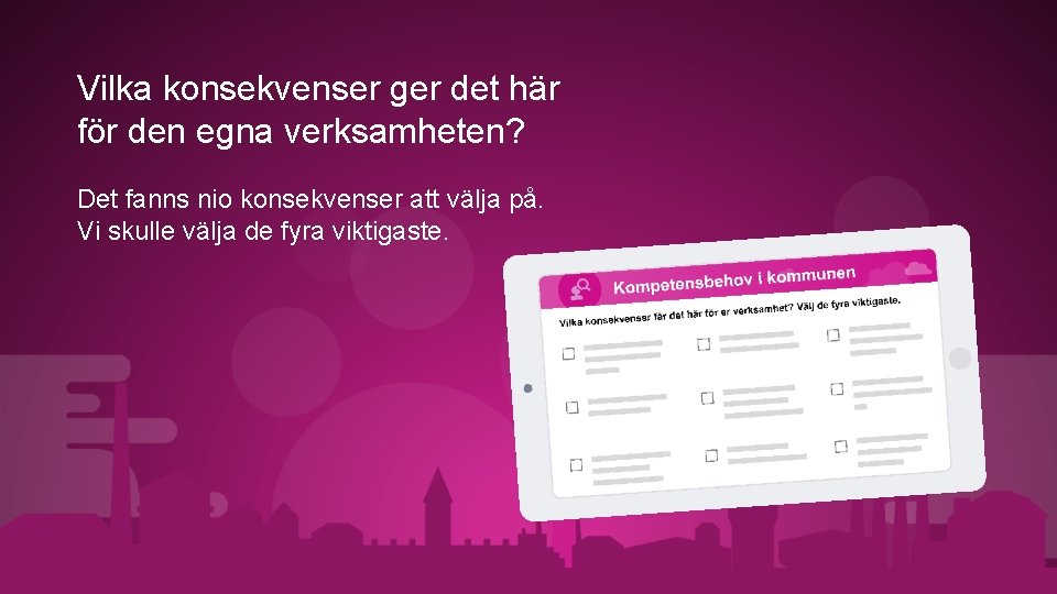 Vilka konsekvenser ger det här för den egna verksamheten? Det fanns nio konsekvenser att