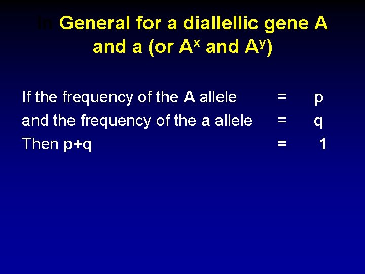 In General for a diallellic gene A and a (or Ax and Ay) If