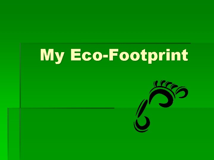 My Eco-Footprint 