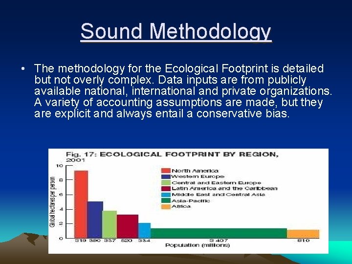Sound Methodology • The methodology for the Ecological Footprint is detailed but not overly