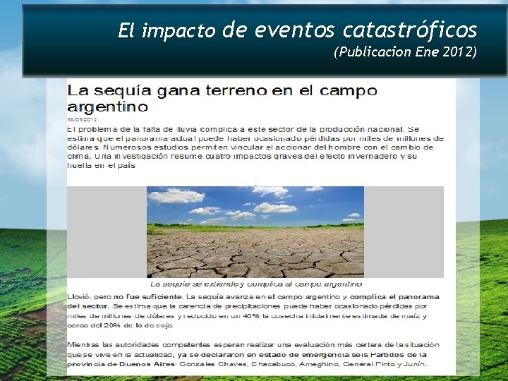 El impacto de eventos catastróficos (Publicacion Ene 2012) 