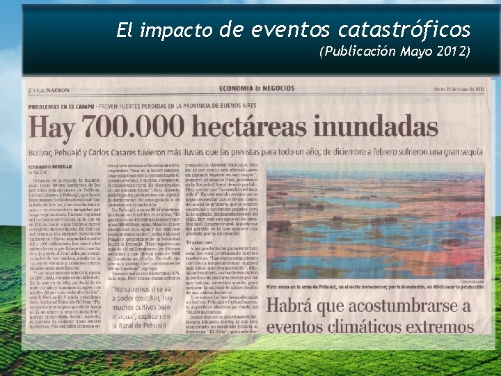 El impacto de eventos catastróficos (Publicación Mayo 2012) 