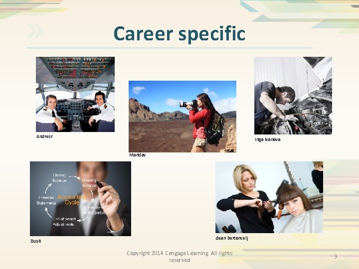 Career specific Andresr Inga Ivanova Maridav Dusit dean bertoncelj Copyright 2014 Cengage Learning. All