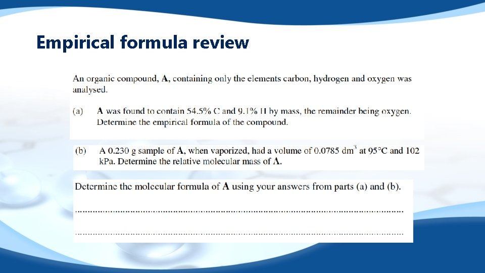 Empirical formula review 