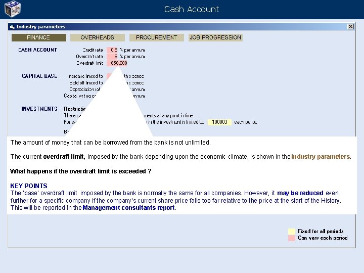 Cash Account The amount of money that can be borrowed from the bank is
