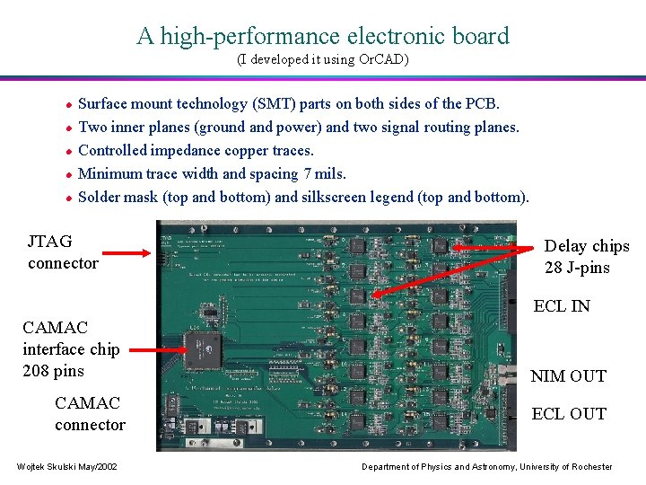 A high-performance electronic board (I developed it using Or. CAD) Surface mount technology (SMT)