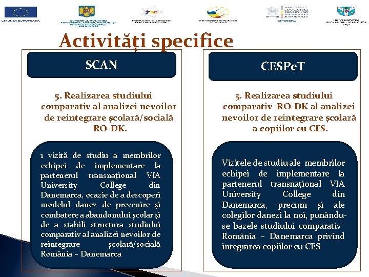 Activităţi specifice SCAN CESPe. T 5. Realizarea studiului comparativ al analizei nevoilor de reintegrare