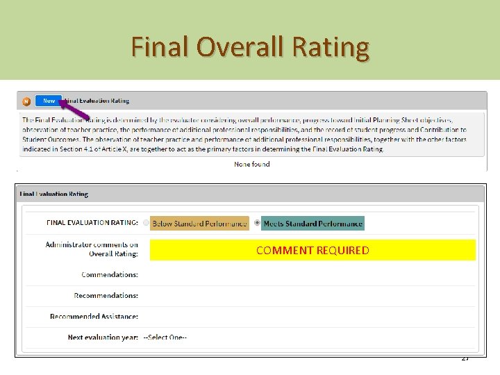 Final Overall Rating COMMENT REQUIRED 27 