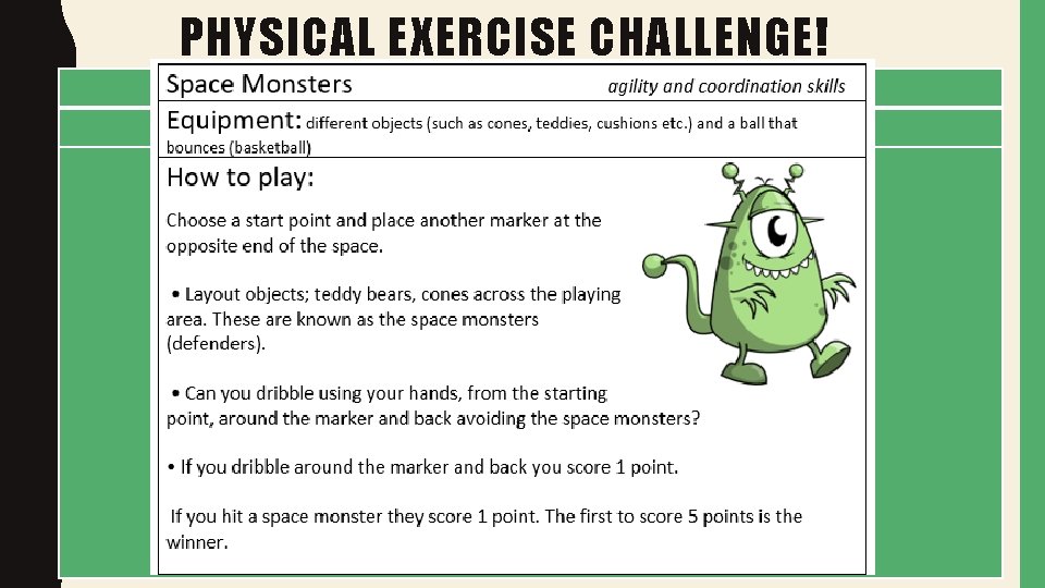 PHYSICAL EXERCISE CHALLENGE! 