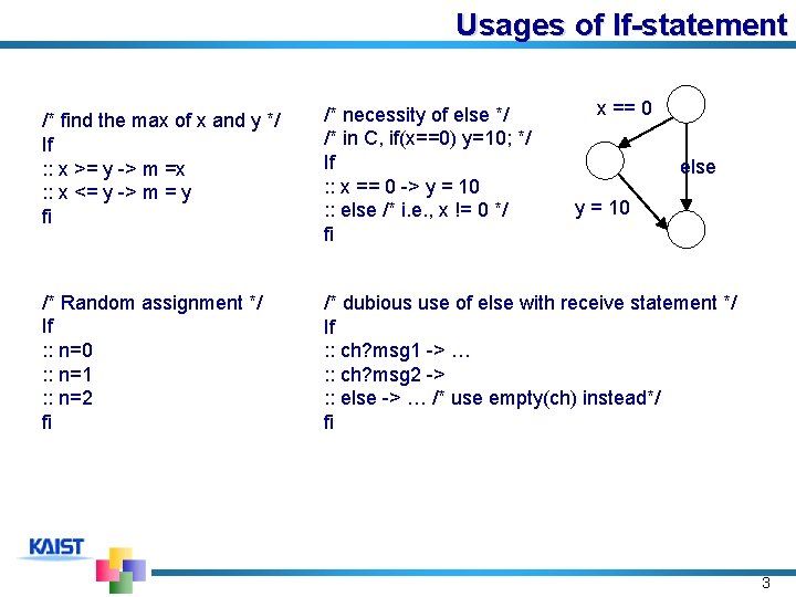 Usages of If-statement x == 0 /* find the max of x and y