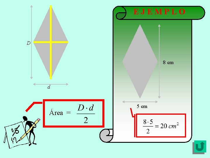 EJEMPLO D 8 cm d Área = 5 cm 