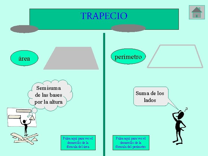 TRAPECIO perímetro área Semisuma de las bases por la altura Suma de los lados