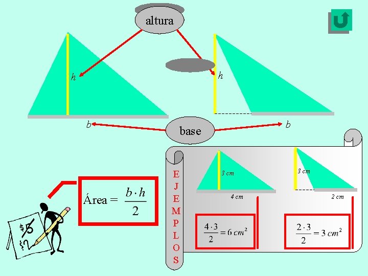 altura h h b Área = b base E J E M P L