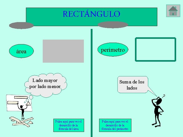 RECTÁNGULO perímetro área Lado mayor por lado menor Pulsa aquí para ver el desarrollo