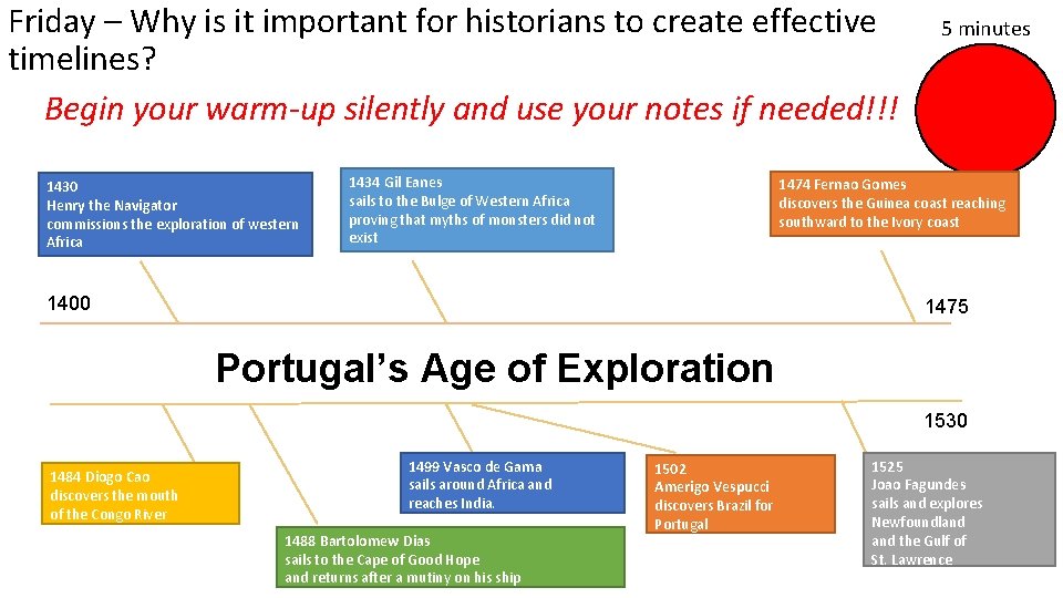Friday – Why is it important for historians to create effective timelines? Begin your Friday – Why is it important for historians to create effective timelines? Begin your