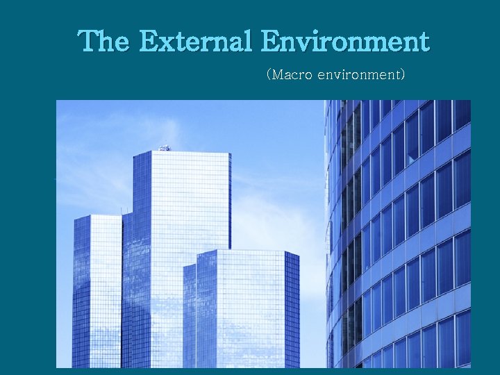 The External Environment (Macro environment) 