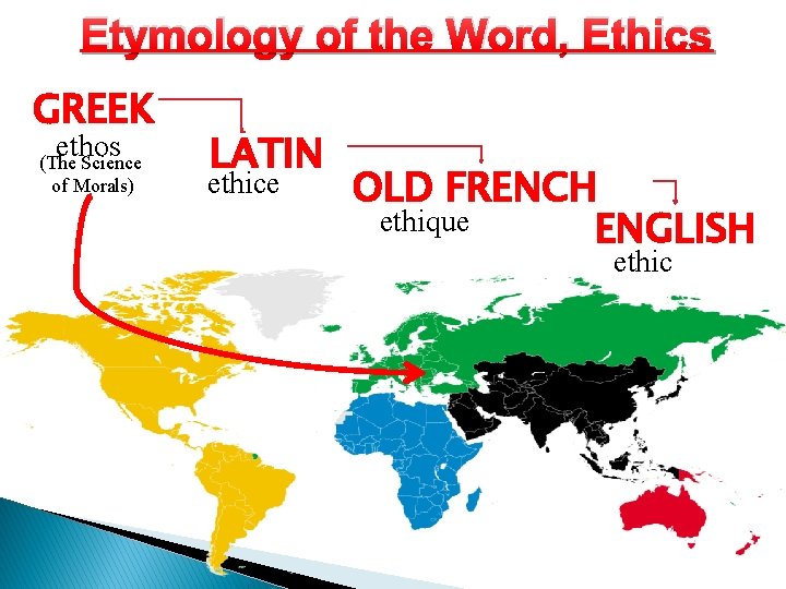 Etymology of the Word, Ethics GREEK ethos (The Science of Morals) LATIN ethice OLD