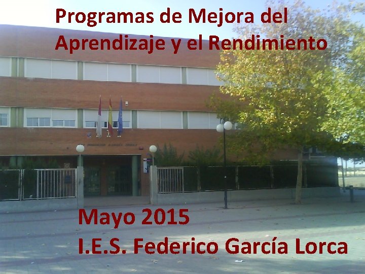 Programas de Mejora del Aprendizaje y el Rendimiento Mayo 2015 I. E. S. Federico