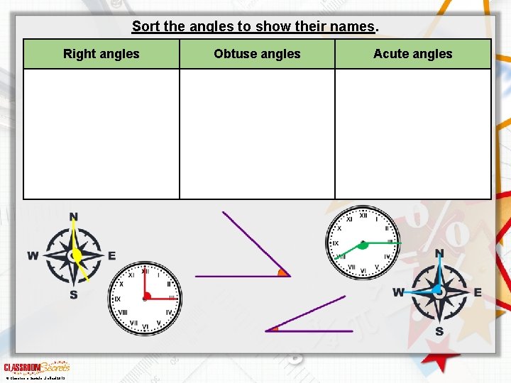 Sort the angles to show their names. Right angles © Classroom Secrets Limited 2019