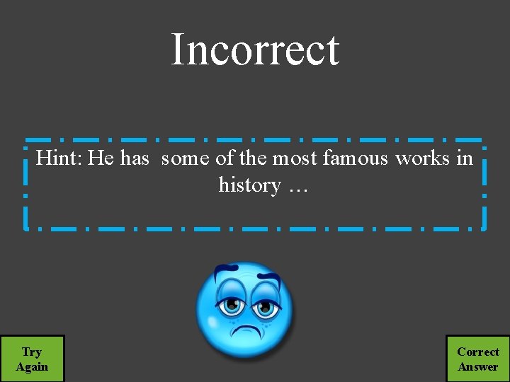 Incorrect Hint: He has some of the most famous works in history … Try