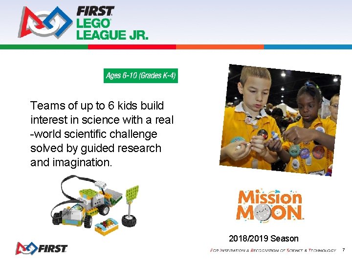 Teams of up to 6 kids build interest in science with a real -world