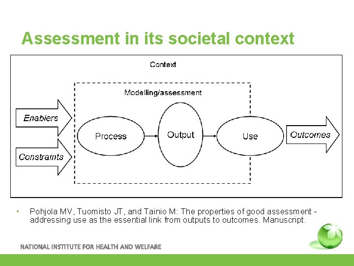 Assessment in its societal context • Pohjola MV, Tuomisto JT, and Tainio M: The