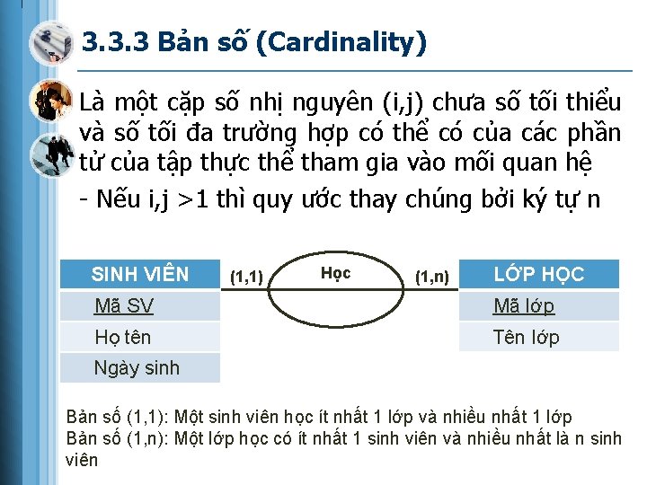 3. 3. 3 Bản số (Cardinality) Là một cặp số nhị nguyên (i, j)