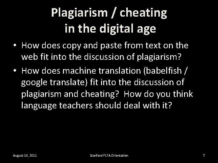 Plagiarism / cheating in the digital age • How does copy and paste from