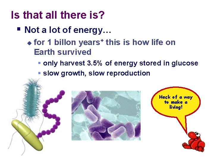 Is that all there is? § Not a lot of energy… u for 1