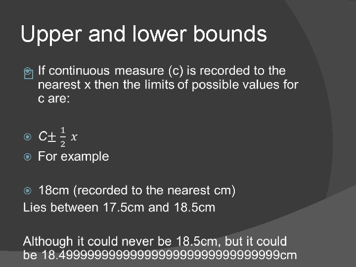 Upper and lower bounds � 