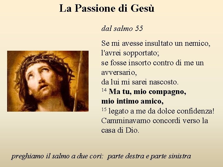 La Passione di Gesù dal salmo 55 Se mi avesse insultato un nemico, l'avrei