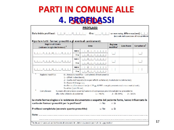 PARTI IN COMUNE ALLE 4. PROFILASSI SCHEDE 17 PARTI IN COMUNE ALLE 4. PROFILASSI SCHEDE 17